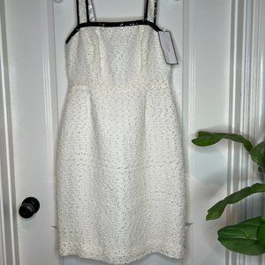 J Crew Ivory Womens Dress with Black Sequence New With Tags size 6 Summer Style